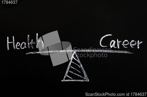 Image of Balance of health and career drawn with chalk