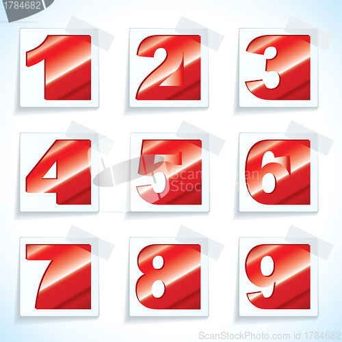 Image of Number paper red tags