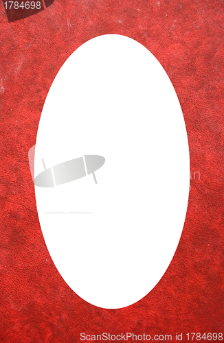 Image of Red background textures of diary frame white oval 