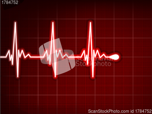 Image of Heart cardiogram with shadow on it deep red. EPS 8