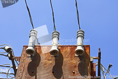 Image of Detail of old electrical transformer