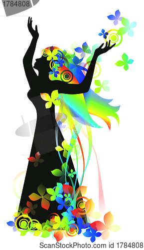 Image of Woman with flowers for design