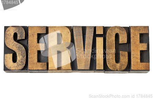 Image of service word in wood type