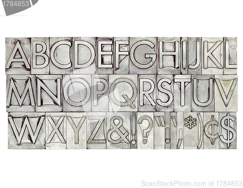 Image of alphabet in metal type