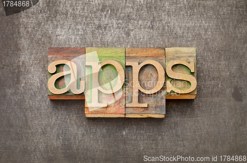 Image of apps (applications) in wood type