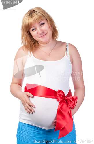 Image of Pregnant Woman Touching her Belly