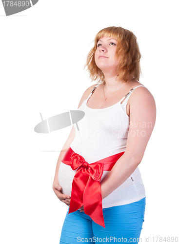 Image of Pregnant Woman Touching her Belly