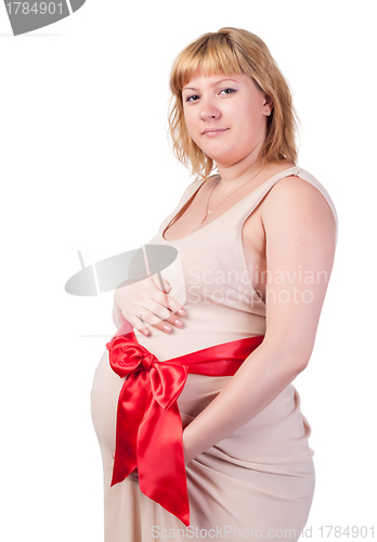 Image of Pregnant Woman Caressing her Belly