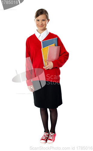 Image of Full length portrait of cute schoolgirl