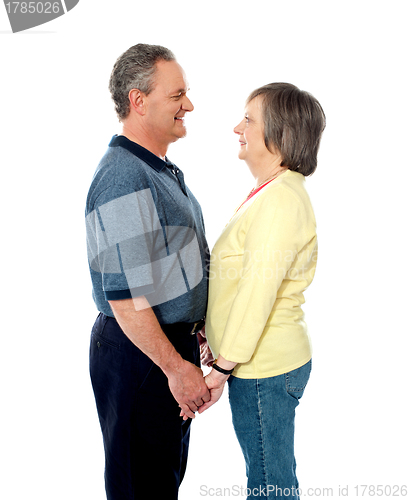 Image of Aged couple in love holding hands