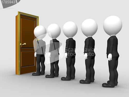 Image of 3d people in line waiting for job interview 