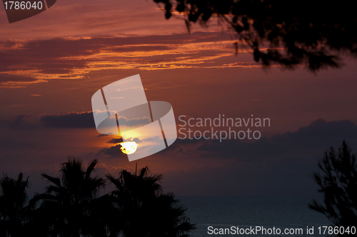 Image of Sunset over sea