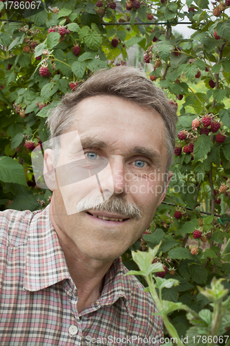 Image of An elderly gardener in the garden