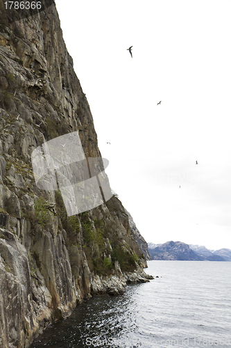 Image of steep rock at coast in norway