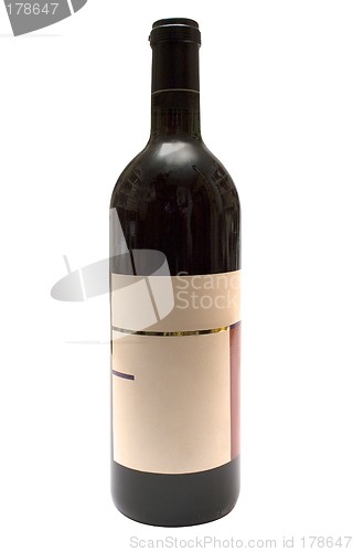 Image of Bottle of Red Wine w/ Blank Label (Path Included)