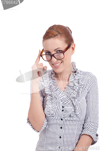 Image of young succssesful woman with glasses natural look