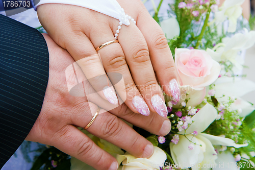 Image of hands of newlyweds