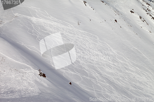 Image of Tracks on ski slope, freeriding
