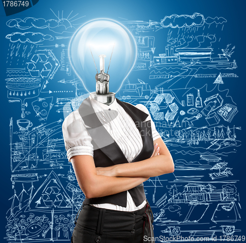 Image of Lamp Head Business Woman