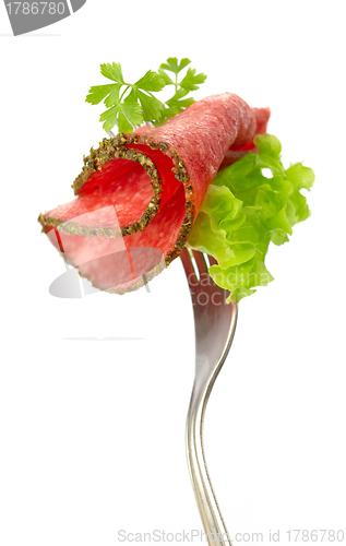 Image of slice of salami sausage