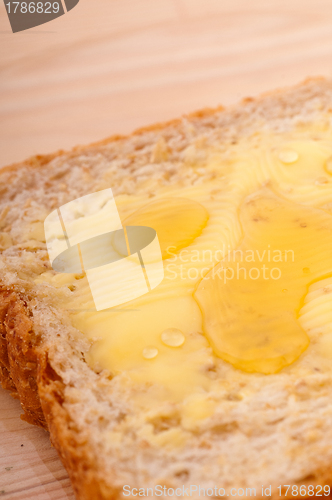 Image of bread butter and honey