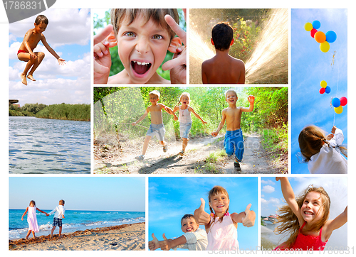 Image of happy summer childhood collage