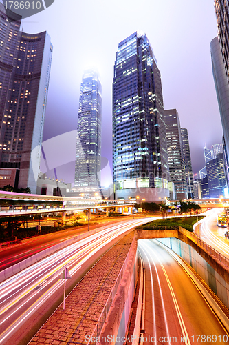 Image of traffic in city at night