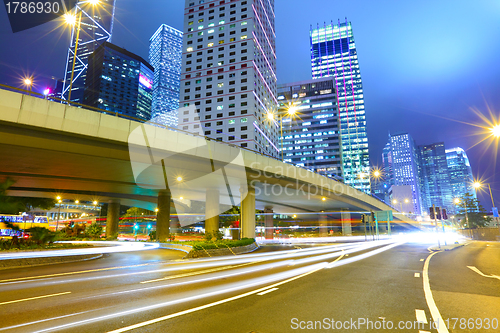 Image of urban city with car light