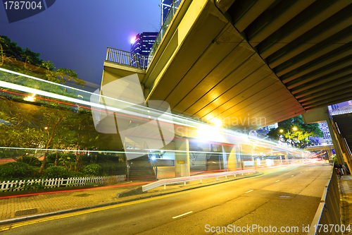 Image of urban city with car light