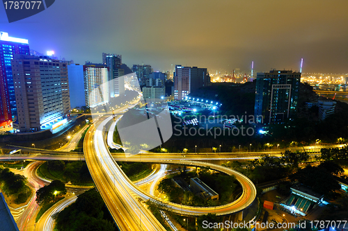 Image of Highway at night in modern city