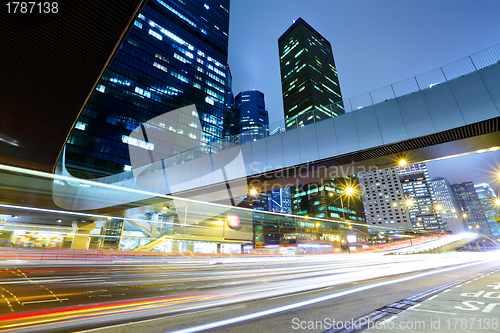 Image of urban city with car light