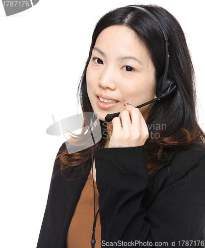 Image of asian woman wearing headset