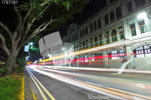 Image of Singapore at night with traffic road