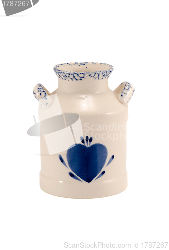 Image of Ceramic vase dish blue heart isolated on white 