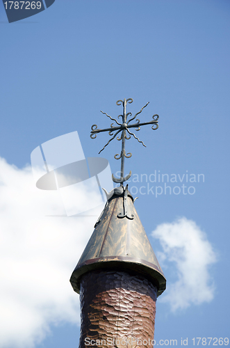 Image of Sculpture carved wood roof and steel decoration 
