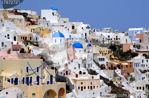 Image of View of Oia Village of Santorini Archipelago