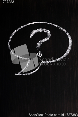 Image of Chalk drawing of speech bubble with question mark