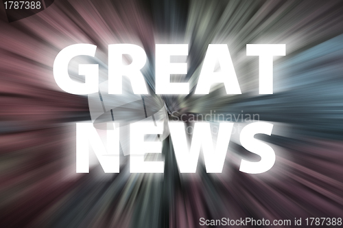 Image of Chalk drawing of "Great news" on blurred chalkboard 