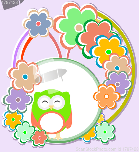 Image of Background with owl, flowers