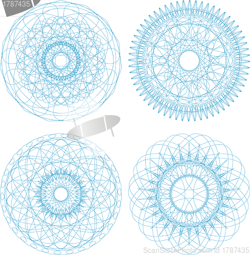 Image of Set of vector guilloche rosettes certificate decorative elements