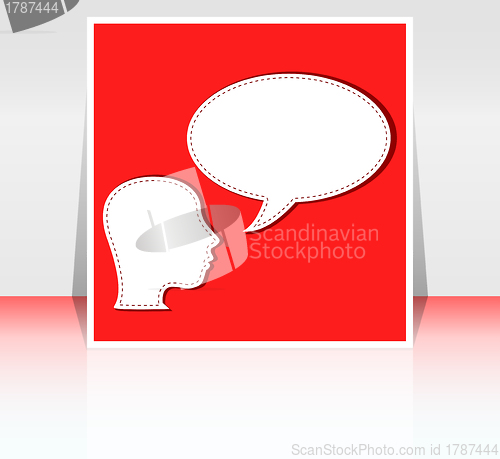 Image of vector talking head with speech bubble - flyer or cover