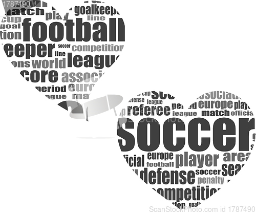 Image of Football word cloud concept in heart shape