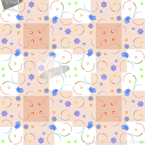 Image of vector bird and flower background design - seamless pattern