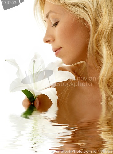 Image of madonna lily girl in water