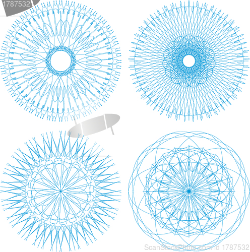 Image of Set of four guilloche rosette