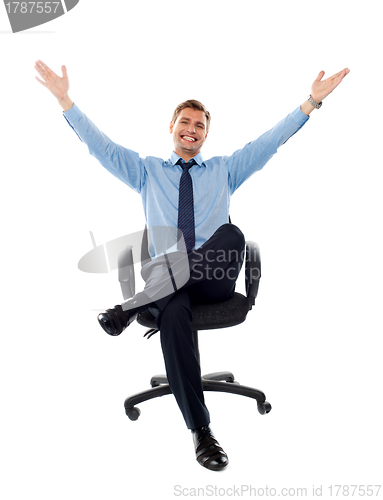 Image of Successful businessman seated on chair
