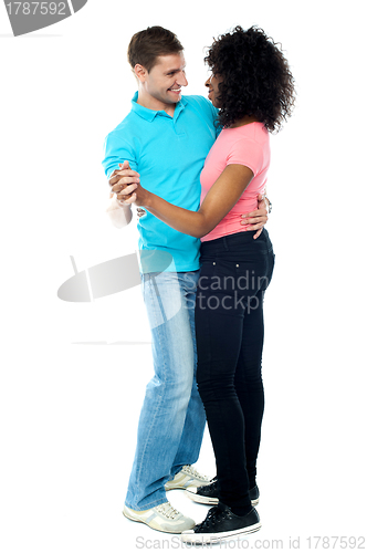 Image of Full length portrait of adorable dancing couple