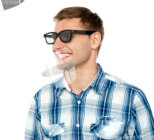 Image of Handsome young man in black goggles
