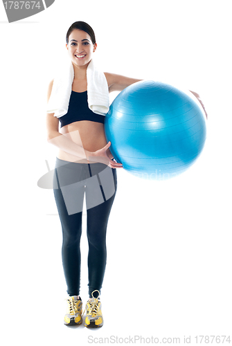 Image of Full length portrait of fit gym trainer