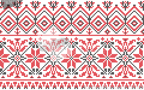 Image of Ukrainian ornament - cross-stitch on a white